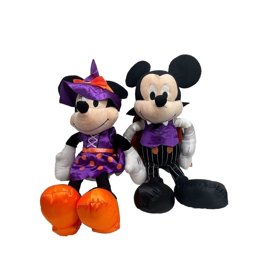 Mickey And Minnie Mouse Halloween Plush Vampire And Witch 18”  Stuffed Toy